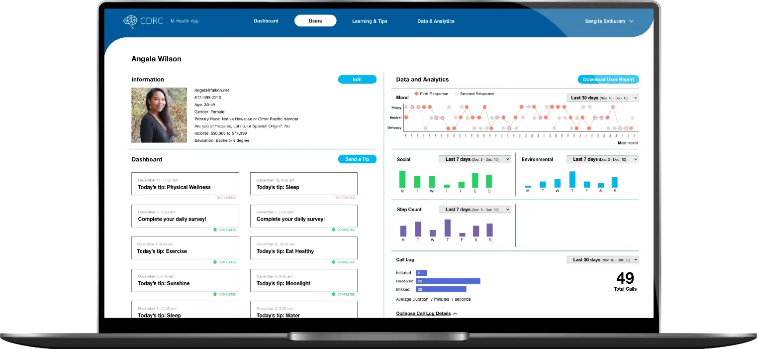 CDRC MHealth app on mobile